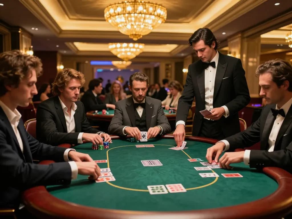 Engaging high-stakes poker scene at DA88 casino with players strategizing their bets