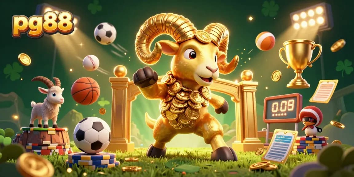 Experience thrilling action at pg88 with a golden ram charging through dynamic sports elements.