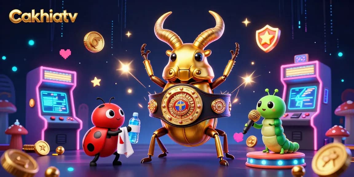 Cakhiatv showcases dynamic casino gaming energy with vibrant characters and colorful elements.