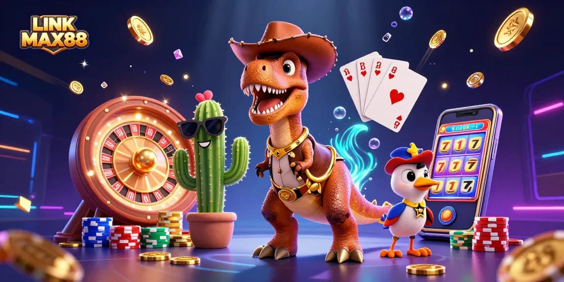 Engage with the thrilling action at LINK MAX88 featuring a dinosaur sheriff and exciting casino elements.