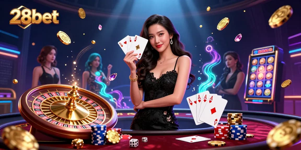 Engage in thrilling betting at 28bet with stunning visuals of casino games and elegant ambiance.