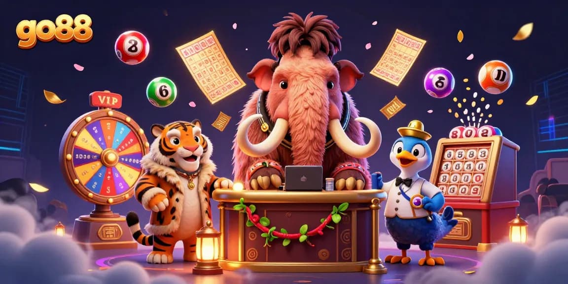 Go88 brings players to life with an exciting scene of a playful 3D casino environment.