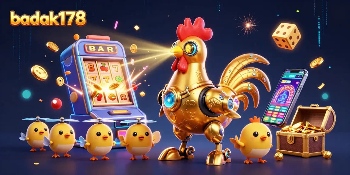 Experience the thrill of winning with badak178 in this vibrant 3D casino illustration filled with excitement.