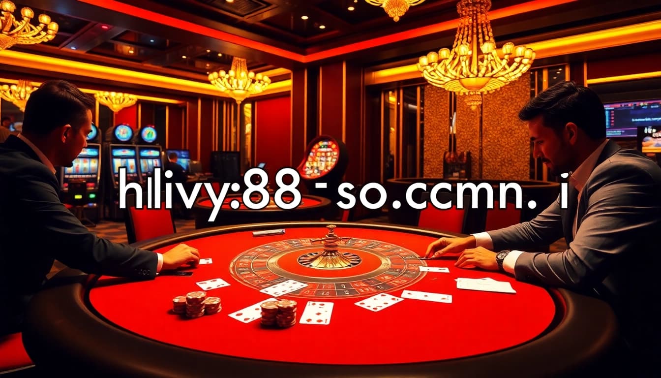 Gamblers at a luxurious poker table in a casino scene showcasing excitement on https://fly88seo.com/.