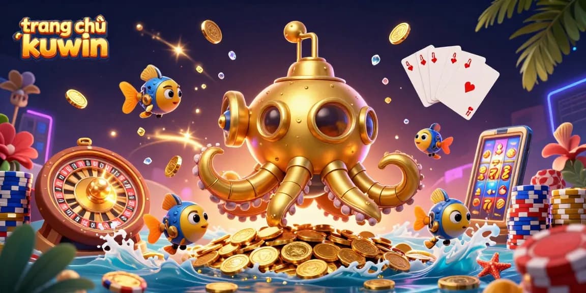 Engage with the exciting world of trang chủ kuwin casino as vibrant golden elements and a dynamic kraken submarine come to life.