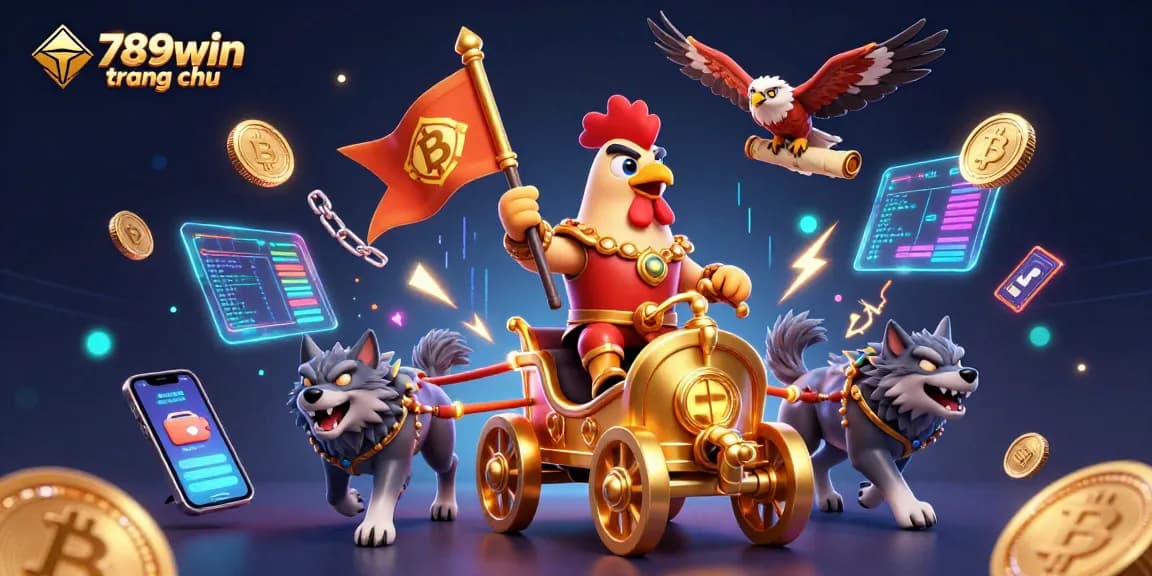 Engage with 789win trang chu's thrilling casino vibes through this vibrant illustration featuring cryptocurrencies.