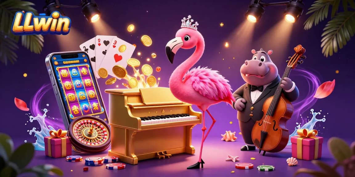 Experience thrilling casino fun with LLwin's vibrant gaming atmosphere and lively characters.