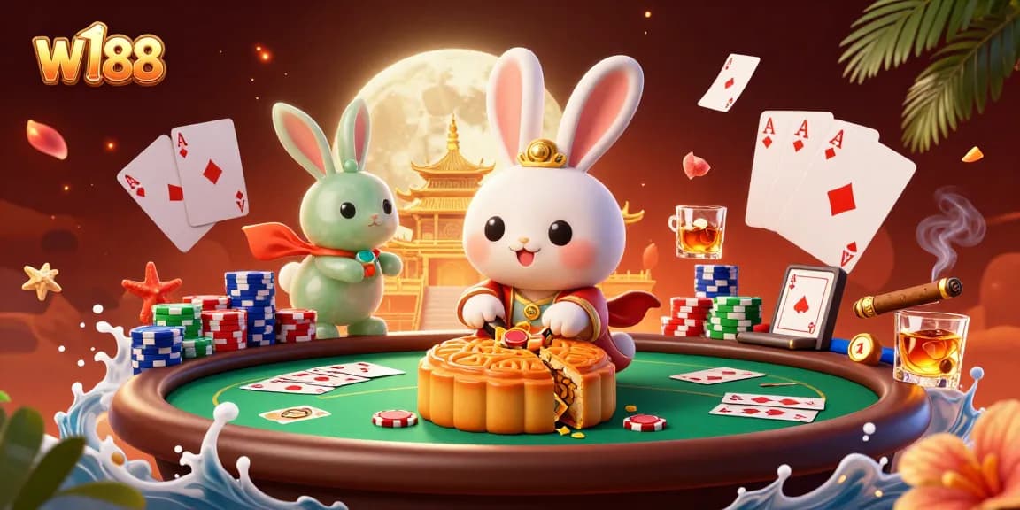 Experience exciting gameplay with W188 during a fun-filled moonlit poker night.