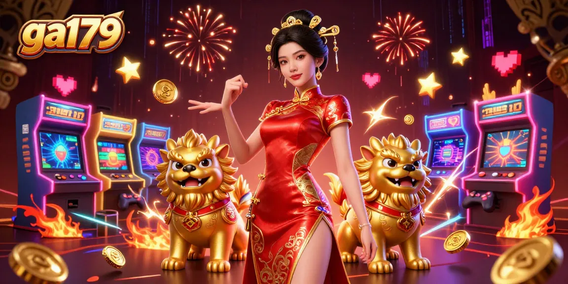 Engage in thrilling cockfighting at ga179, featuring a glamorous character and vibrant casino elements.