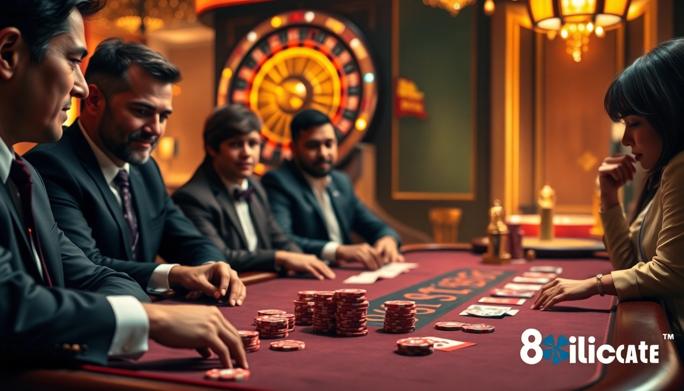 Experience the thrill of gambling at https://8live.date/ with an exciting poker game scene.