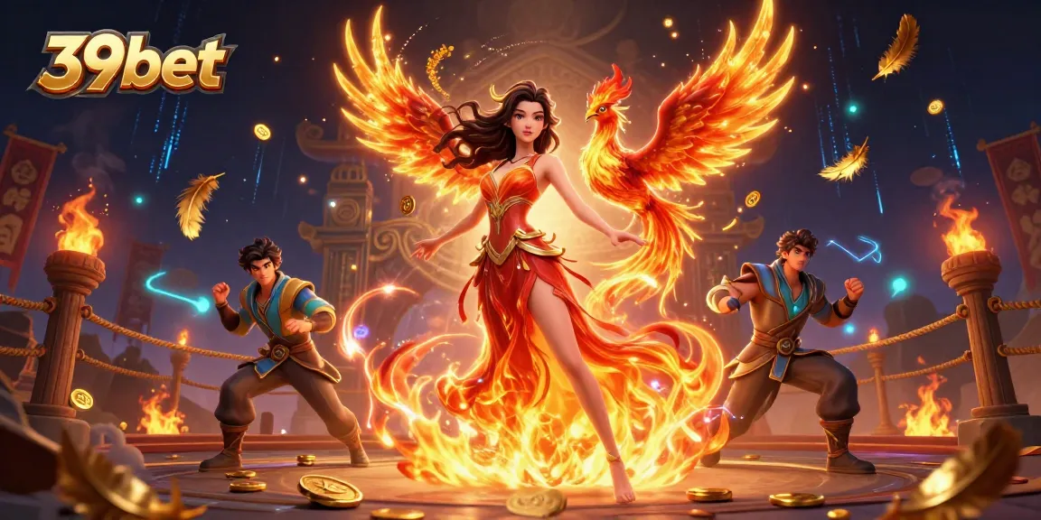 Experience thrilling wins at 39bet with an exciting casino-themed illustration featuring captivating characters.