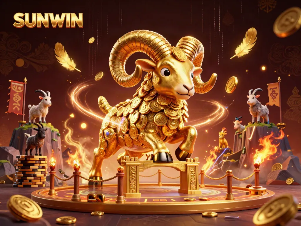 Experience the thrill at SUNWIN with dynamic golden ram battles and stunning gambling elements.