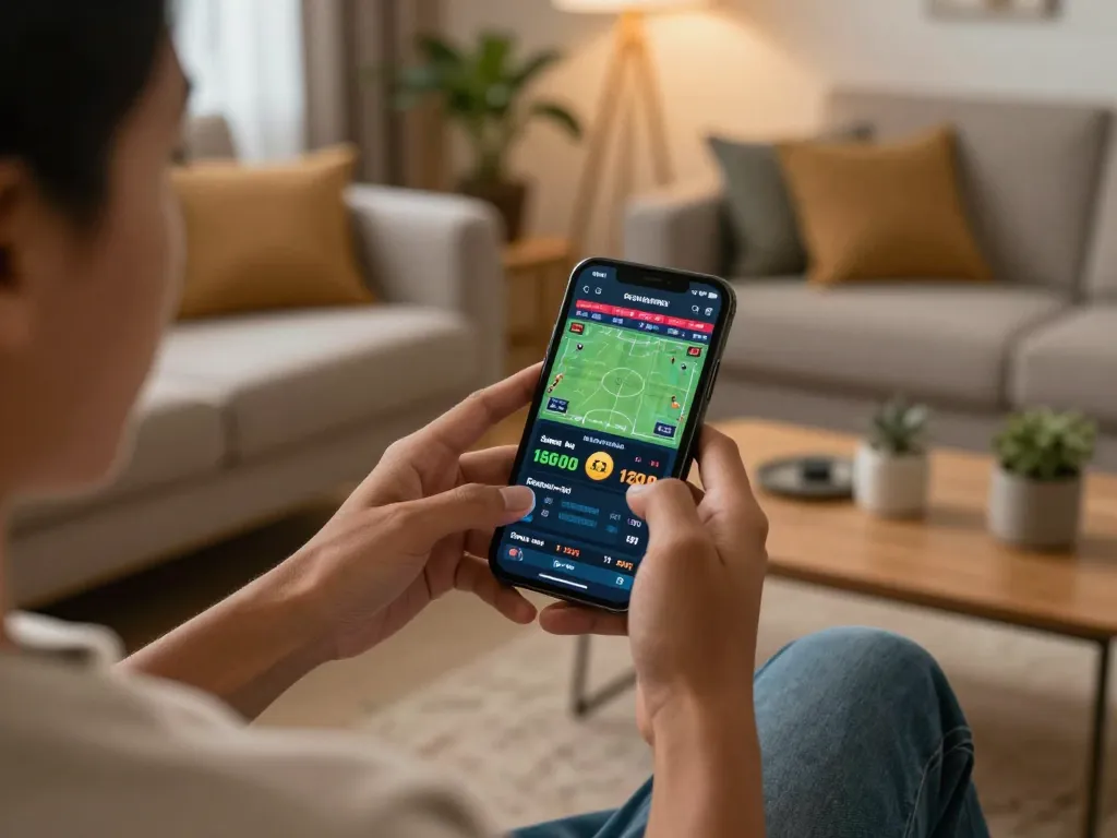 Engaging in live sports betting on a smartphone at home, exploring odds on https://xx88gg.net/ for a thrilling experience.