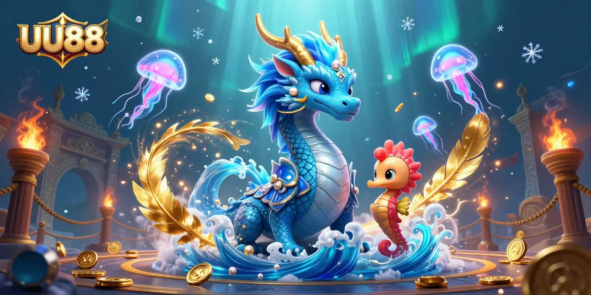 Experience thrilling bets and games at UU88, featuring a vibrant underwater casino scene with dynamic characters.
