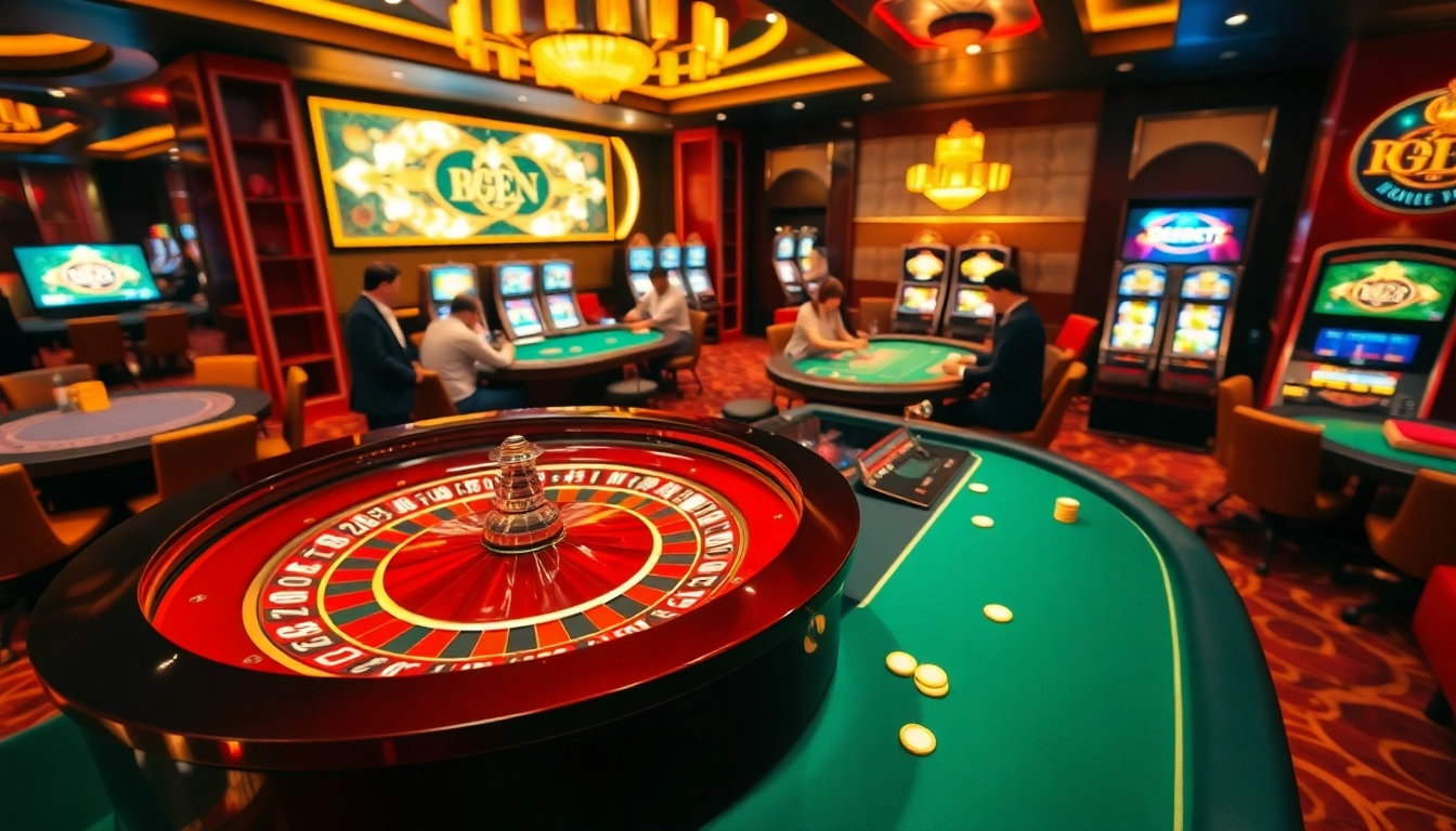 Experience the excitement of Nhà cái DEBET with players engaging at the luxurious casino table.