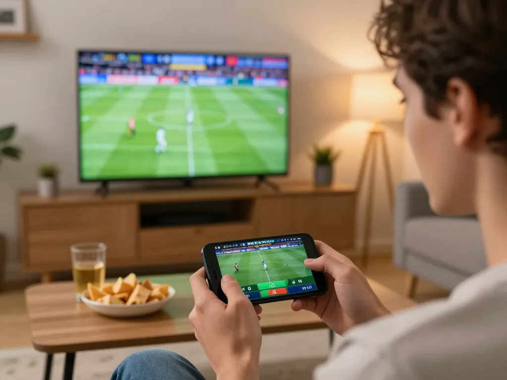 Live betting on WestAce Canada sports app during a football game, showcasing excitement and strategy