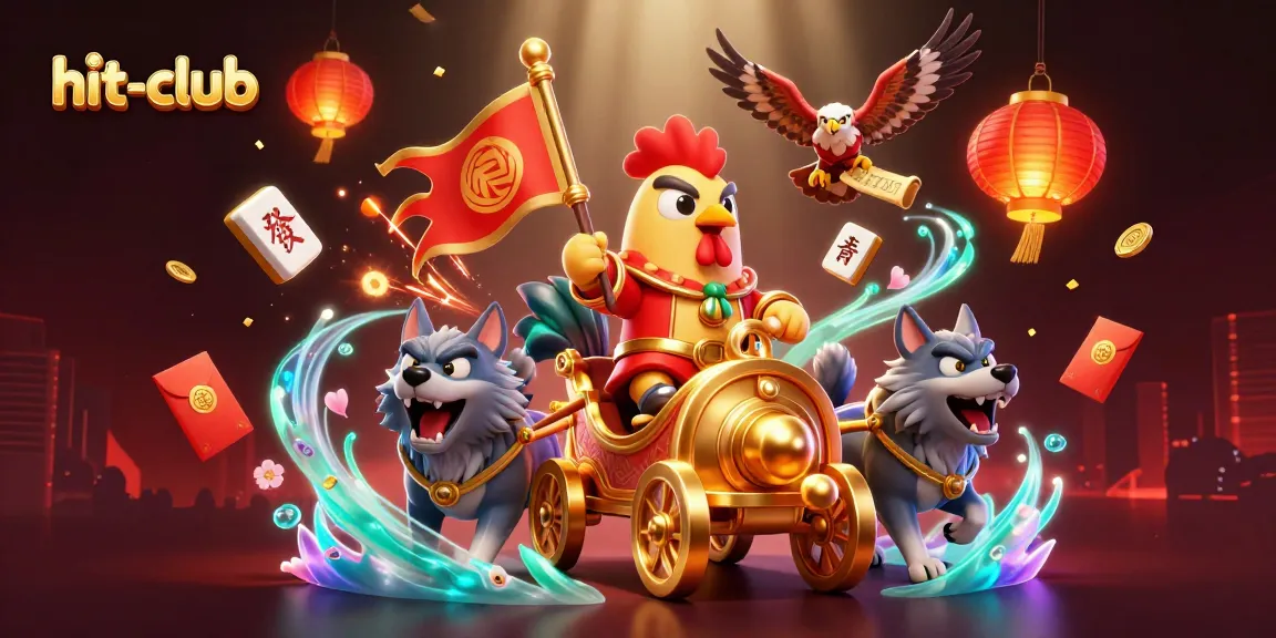 Engage with hit-club as a cartoon rooster warlord leads a casino adventure.