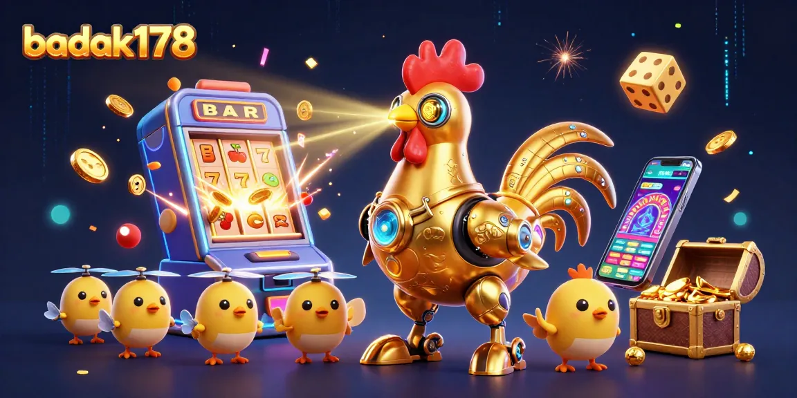 Experience the thrill of winning with badak178 in this vibrant 3D casino illustration filled with excitement.