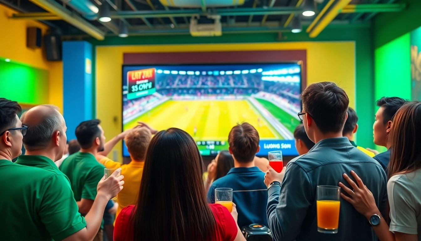 Fans enjoying live football streaming on Luong Son TV with energy and excitement.