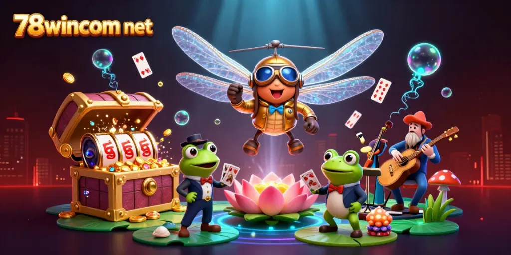 Experience thrilling wins with the vibrant scene depicting 78wincom net's interactive casino atmosphere.
