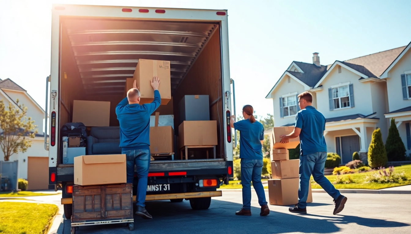Residential moving company bluffton assisting with furniture relocation on a bright day.