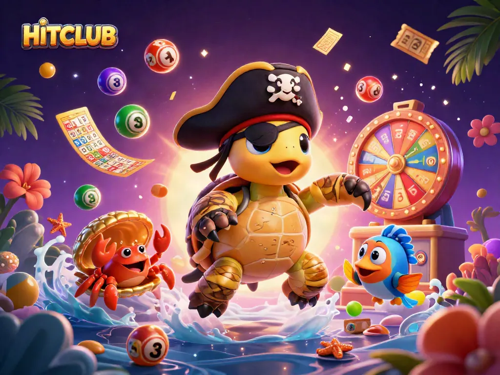 Spin to win with HITCLUB's exciting lottery game illustration featuring vibrant characters and thrilling elements.