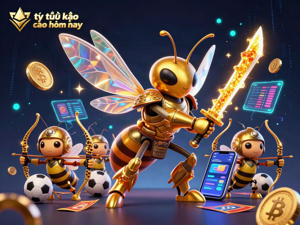 Bet on tỷ lệ kèo nhà cái hôm nay with vibrant sports-themed 3D illustration featuring crypto elements.