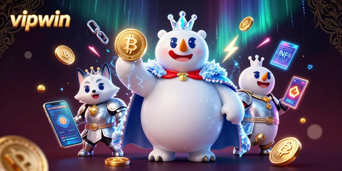 Experience the excitement at vipwin with vibrant gaming and crypto elements in an immersive scene.