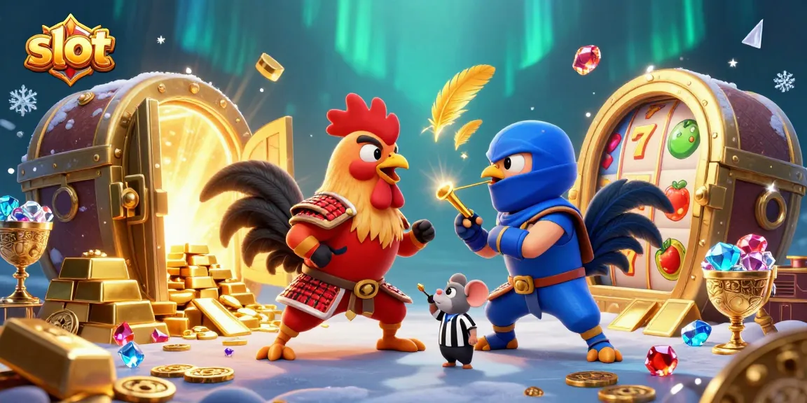Engage with the slot scene featuring cartoon roosters in combat, dynamic action elements.