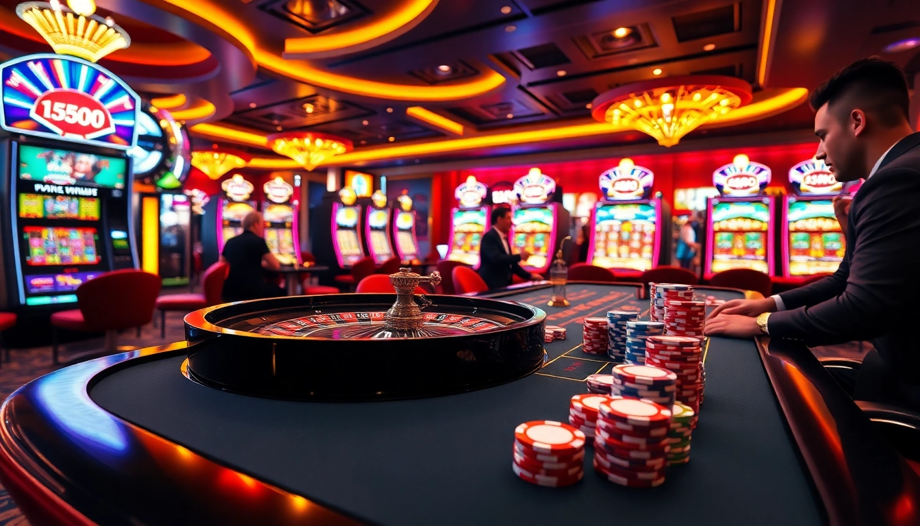 Experience thrilling gameplay at ku88m.com with vibrant casino tables and engaging slot machines.