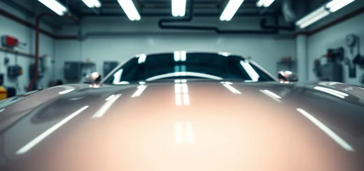 PPF Chattanooga installation showcased on a sleek vehicle in a detailing shop.