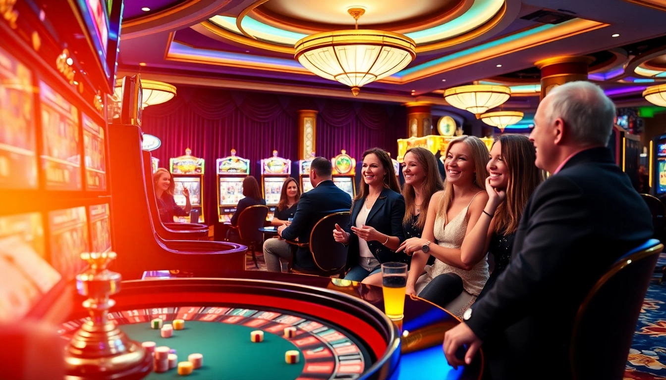 Players experiencing thrilling slot 365 games in a luxurious casino atmosphere.