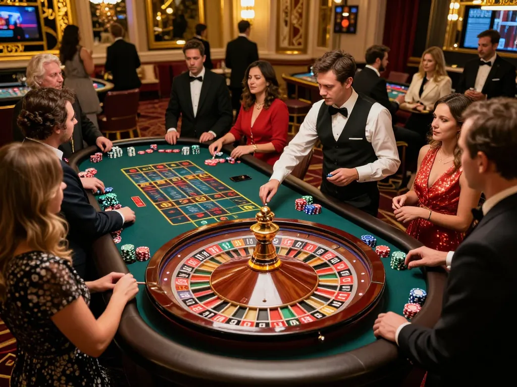 Engaging scene of roulette gameplay featuring TX88 betting chips in a lively casino atmosphere that emphasizes excitement and strategy.