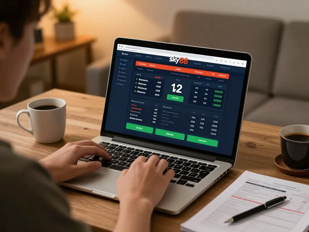 Engaging in sports betting on Sky88 from a cozy home setup emphasizes strategic gameplay.