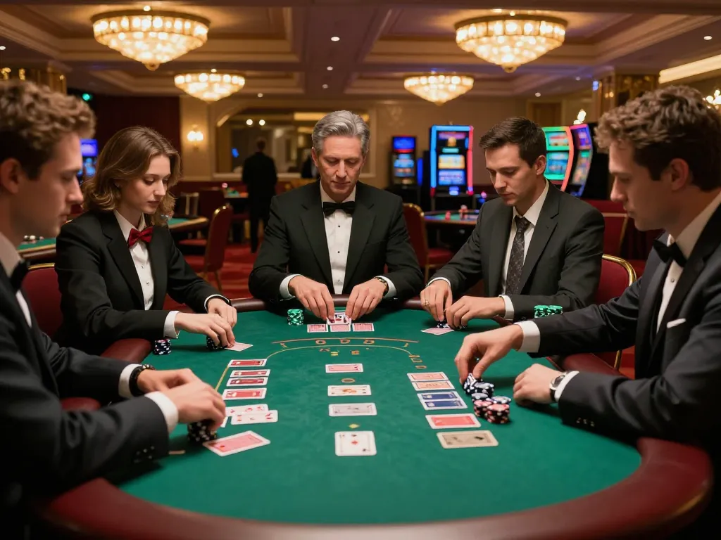 Players at Da88 blackjack table focused on strategy during tense game