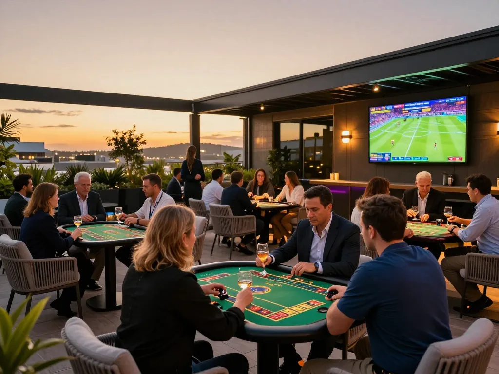 Dynamic sports betting scene at Nhà cái SC88 with patrons analyzing odds in a lively atmosphere