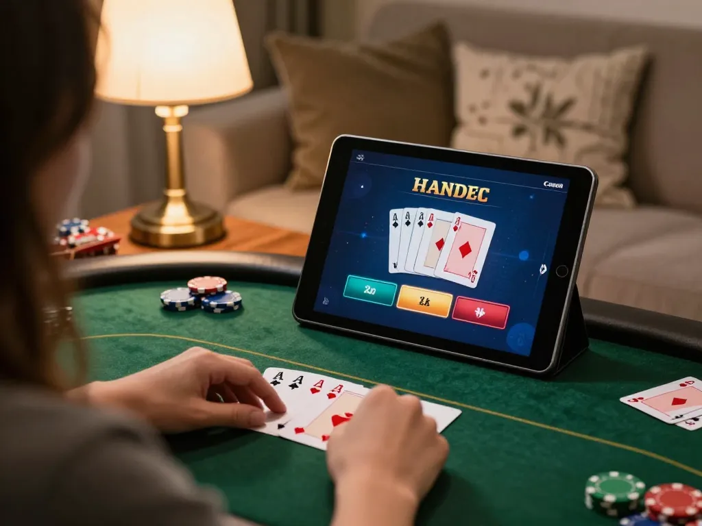 Player engaging in online poker at home, exploring strategic moves on sam86 platform.
