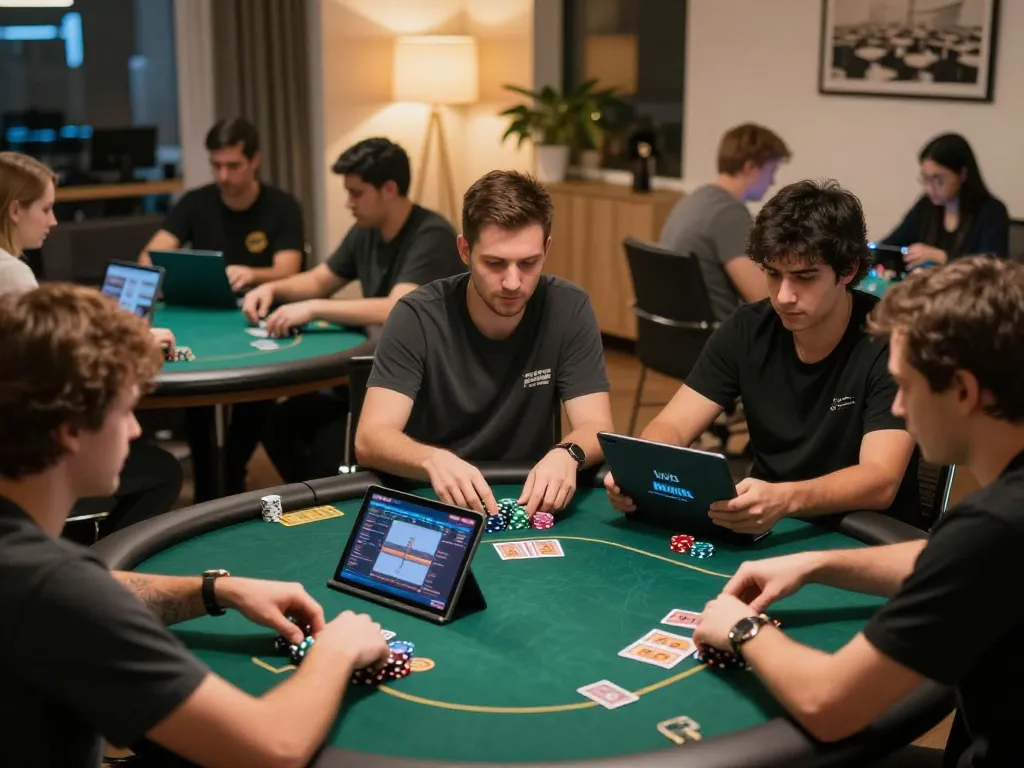 Players enjoying poker games on 1u888com, highlighting intense focus and gameplay strategy