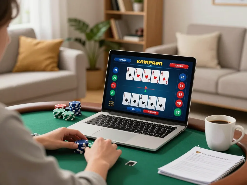 Engaging online gameplay with s666hn poker on a laptop in a cozy home setting
