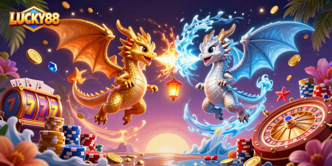 Engage with LUCKY88's thrilling atmosphere featuring vibrant slot machines and dynamic game elements.
