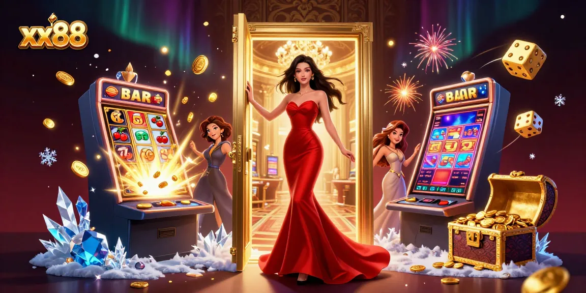 Play slots and experience exciting jackpots at xx88 casino - vibrant and engaging casino setting.
