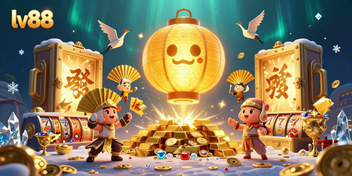 Experience thrilling gameplay with lv88 in this vibrant casino scene, featuring dynamic treasures and lucky symbols.