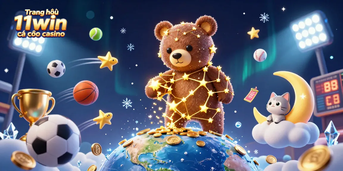 Experience the excitement of Trang chủ 11win cá cược casino with vibrant 3D casino illustrations featuring creative sports elements.