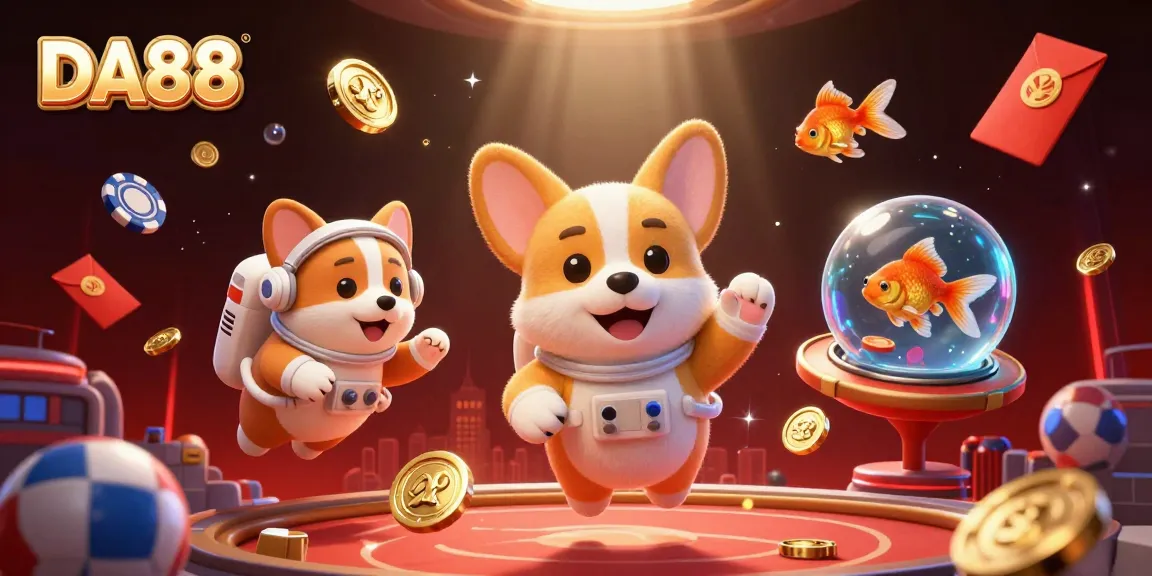 Engage with DA88's dynamic sports betting experience featuring animated characters and casino elements.